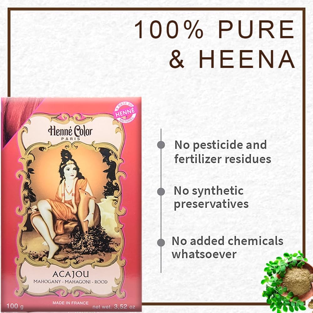 Fenny’s Creation Henne Color Mahogany Henna Powder 100g (Pack of 3) with free henna for hair (ACAJOU)