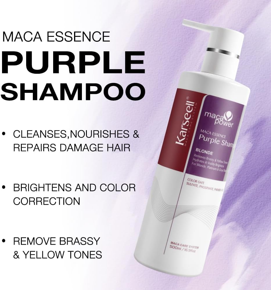 Karseell Purple Hair Mask &amp; Purple Shampoo, Neutralizes Brass &amp; Yellow Tones for Blonde, Gray, Silver Hair, 2 x 500ml