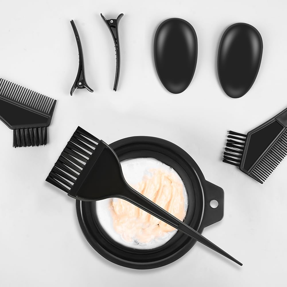 LOPHE 18 PCS Tools for Hair Colouring Kit, DIY Salon Hair Coloring Bleaching Tools Set, Hair Dye Tool Set, Including Hair Dye Bowl, Brush, Earmuffs, Comb, Cape, Shower Cap, Gloves, Hairpins