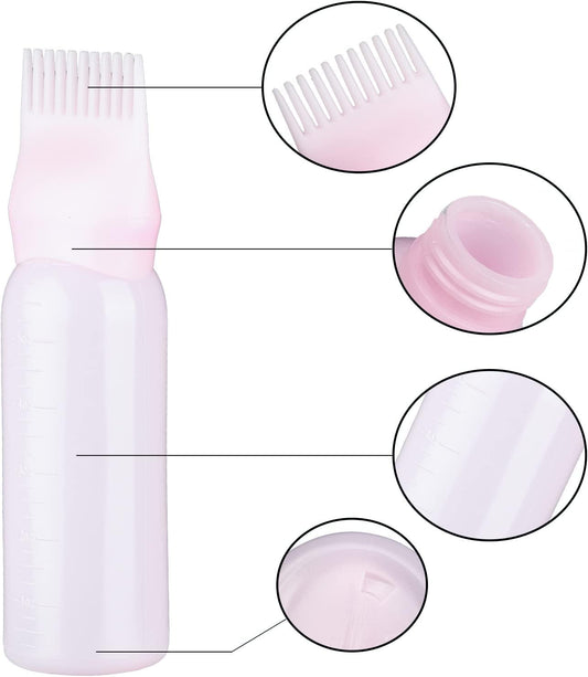 2 Pieces Pink Dye Brush Bottle for Hair Dyeing Shampoo Oil Comb Hair Tools Applicator (Pink)