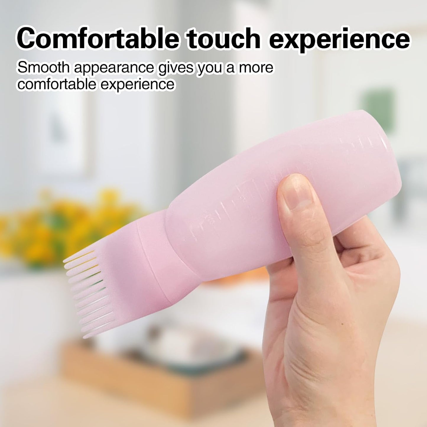 3 Hair Oil Applicator Bottle 3 Scalp Massager,Root Comb Applicator Bottle Graduated,Hair Dye Brush 120ml,Hair Massager Scalp Shampoo Brush(Pink+White+Purple)