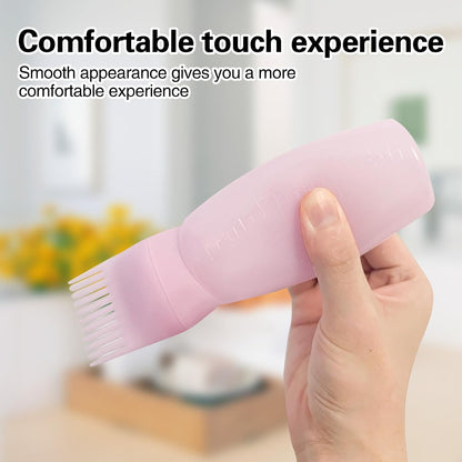 3 Hair Oil Applicator Bottle 3 Scalp Massager,Root Comb Applicator Bottle Graduated,Hair Dye Brush 120ml,Hair Massager Scalp Shampoo Brush(Pink+White+Purple)