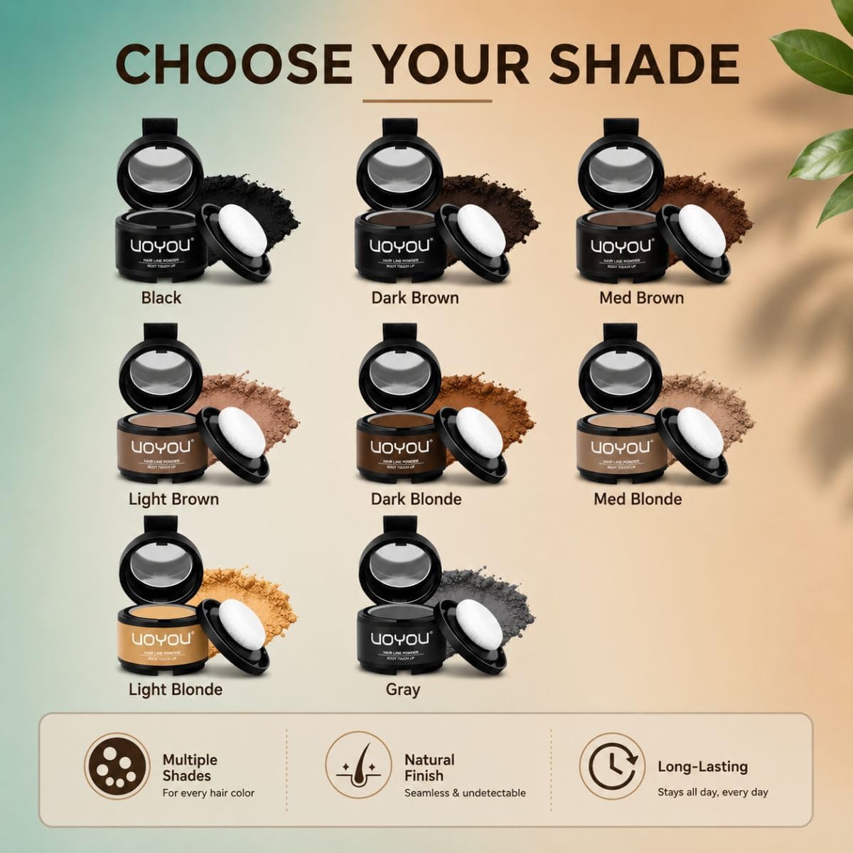 Root Touch Up Powder, Instantly Conceals Hair Loss &amp; Gray Roots, Water &amp; Sweat Resistant, Men &amp; Women's Thinning Hair Solution, Includes Brush (Dark Brown)