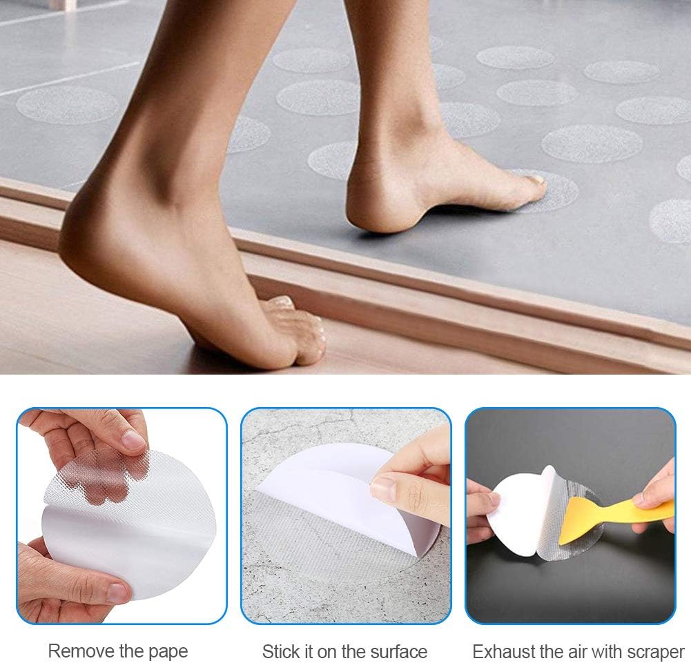 40 Pieces Round Non-Slip Safety Shower Treads Self Adhesive Bathtub Stickers Round Non-Slip Bath Stickers 10 cm/4 Inch, Clear