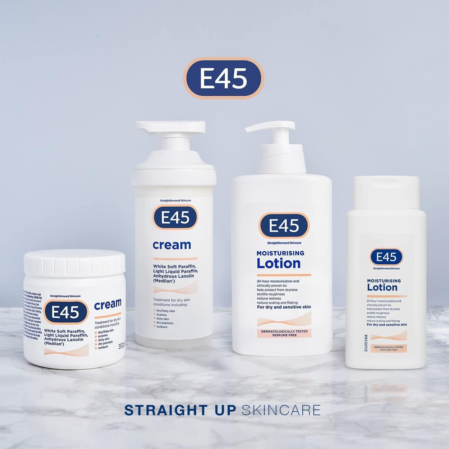 E45 Moisturising Lotion 500 ml - Dermatological Body Moisturiser Lotion - Body Lotion - Daily Moisturiser for Dry Skin &amp; Sensitive Skin – Long-Lasting Hydration Protect from Dryness, Reduce Redness