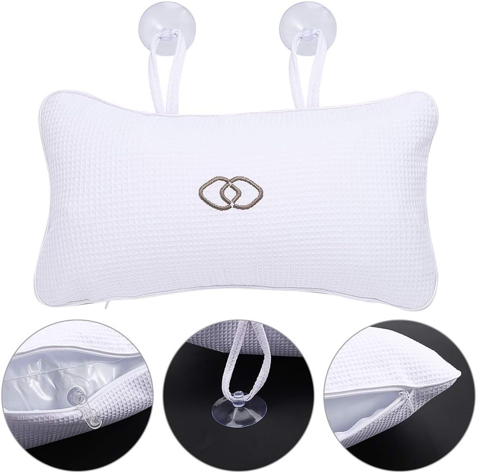 Inflatable Bath Pillow with Suction Cups | Anti-slip Non-Slip Bathtub Pillow Bath Cushion for Bathroom Home Spa Headrest