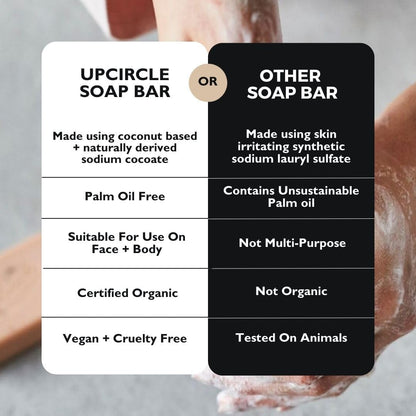 UpCircle Cinnamon + Ginger Chai Soap Bar 100g - Certified Organic Vegan Cleanser For Face And Body - French Pink Clay + Glycerin Reducing Redness + Irritation - Natural, Cruelty-Free + Palm Oil Free