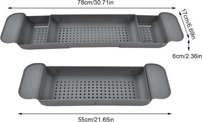 Respicefinem Expandable Bathtub Tray with Nonslip Design Multifunction Rack for Candles Towels Books Phone in Grey ( Pack)