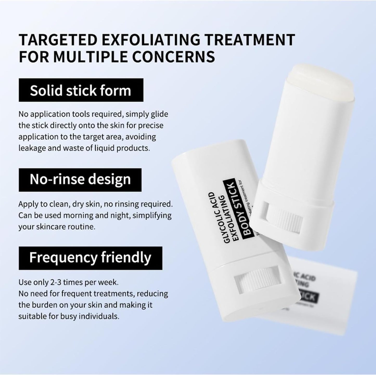 Exfoliating Body Stick with AHA 7% + BHA 0.5% – Solid Body Scrub for Smooth &amp; Soft Skin – Non-Messy Body Exfoliator with Shea Butter – For Arms, Legs, Underarms, Inner Thighs &amp; Rough Areas