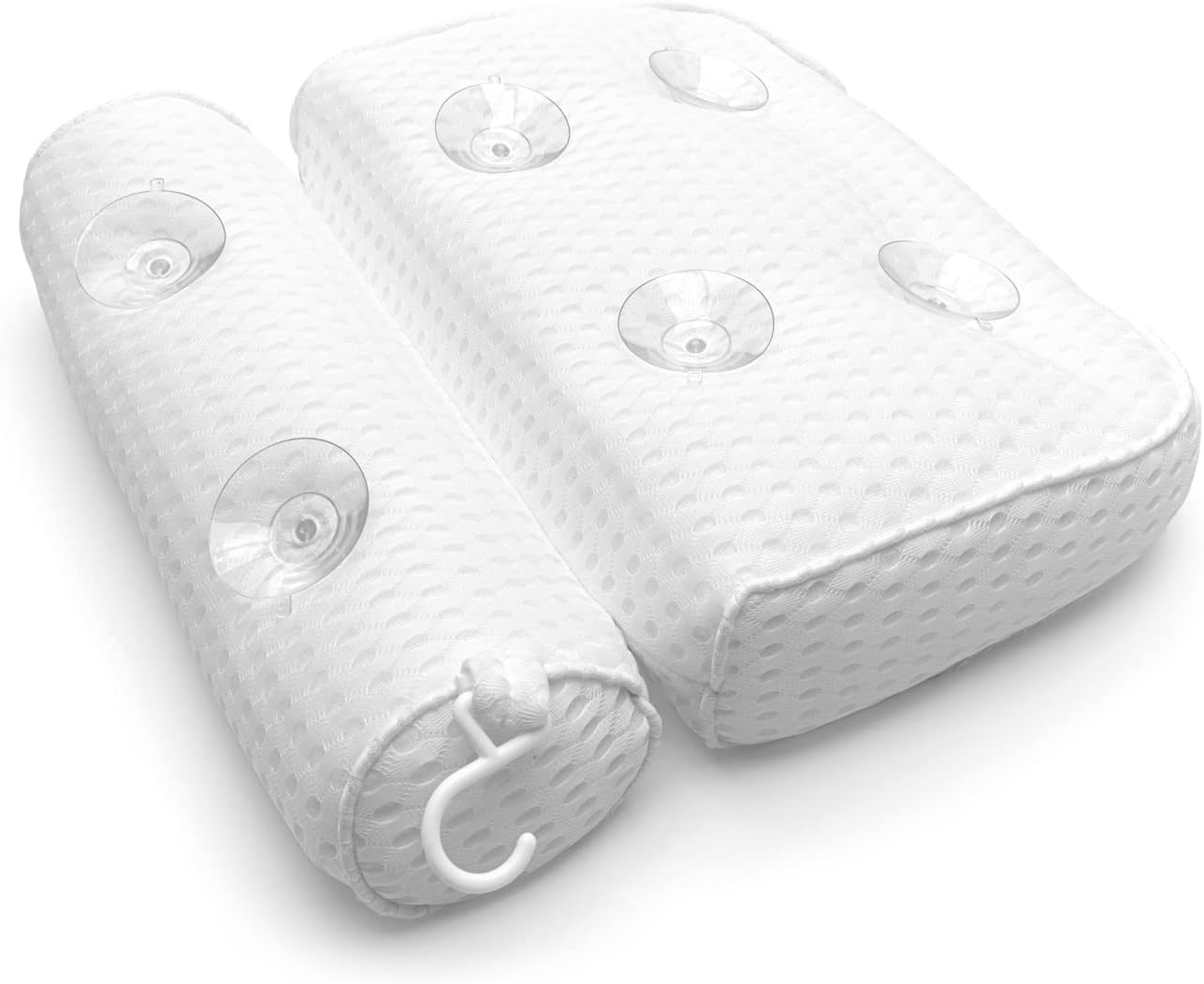 Rio Luxury Spa Bath Pillow Ergonomic Design - Soft 3D Air Mesh Technology &amp; 6 Strong Suction Cups Help Support Head Neck Back Shoulder Home Relaxation Routine, Fits All Baths, Quick Dry Hook