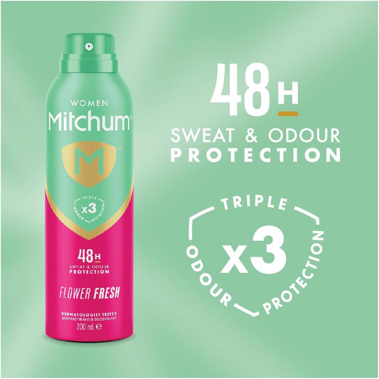 Mitchum Women Triple Odor Defense 48HR Protection Flower Fresh Antiperspirant &amp; Deodorant 200 ml