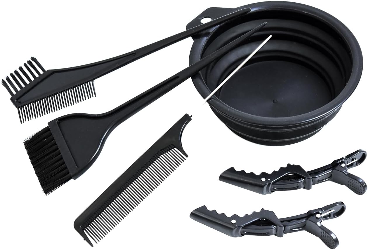 YANTAISIYU 6pcs Hair Dye Set Hair Colouring Tools Tinting Brush Mixing Bowl Double-Sided Coloring Comb Crocodile Hair Clips Pin Tail Comb