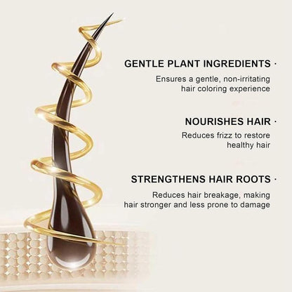 Nourishing Plant-Based Hair Color,Long-Lasting Floral Dye, Even And Natural Gray Hair Coverage, Softens and Adds Shine,Plant-Based Formula for Men &amp; Women - Instant Effect (Natural Black)
