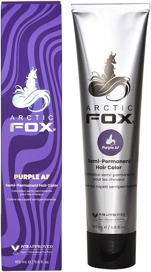 ARCTIC FOX 100% Vegan &amp; Cruelty Free Vibrant Semi Permanent Hair Colour Dye - Purple AF 165 ml e