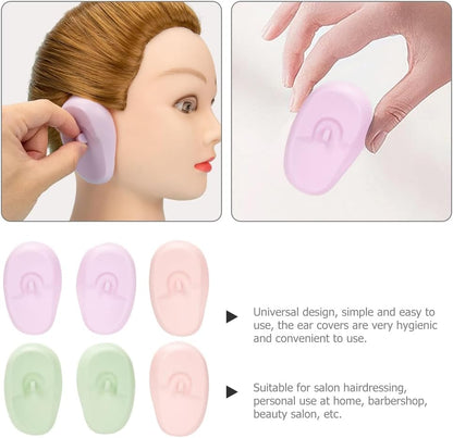 FRCOLOR Silicone Ear Protection Sleeves for Hairdressing 3 Pairs Waterproof Reusable Ear Covers for Hair Colouring and Salon Use 3 Inch Soft Guards