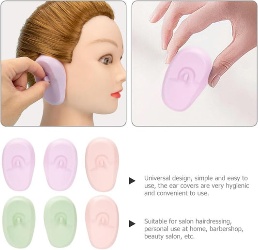 FRCOLOR Silicone Ear Protection Sleeves for Hairdressing 3 Pairs Waterproof Reusable Ear Covers for Hair Colouring and Salon Use 3 Inch Soft Guards