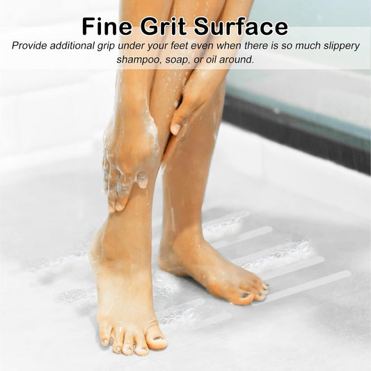 S&amp;X Non Slip Shower Stickers, 2cm x 28cm, 12 Strips Longer Anti Slip Bath Stickers - Fine Grit High Grip Surface, Clear