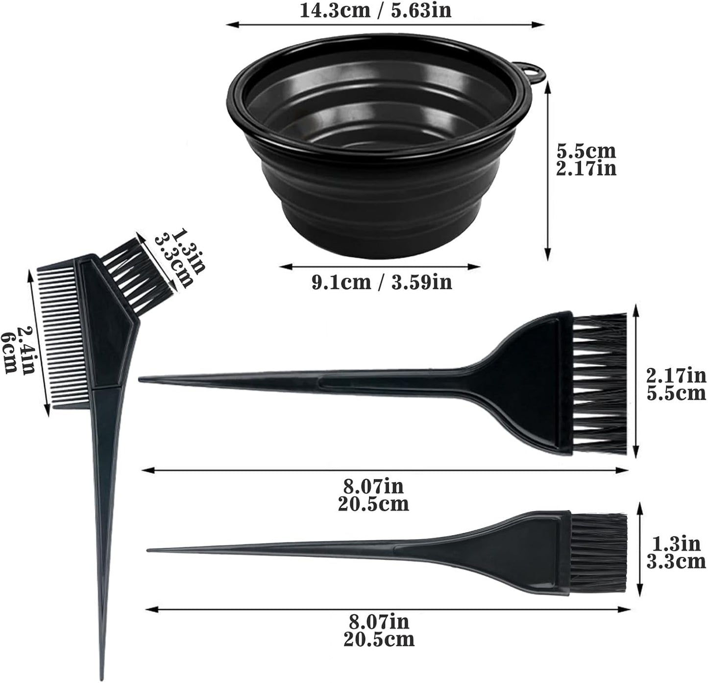 NEPAK 18 Pcs Hair Dye Brush and Bowl Kit,Hair Dying Tools Kit,DIY Beauty Salon Hair Bleaching Tools,Including Mixing Bowl, Ear Cover, Hair Shawl, Gloves, Hair Clips