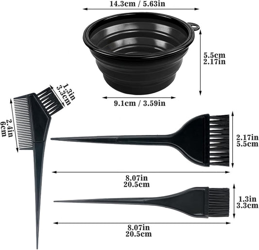 NEPAK 18 Pcs Hair Dye Brush and Bowl Kit,Hair Dying Tools Kit,DIY Beauty Salon Hair Bleaching Tools,Including Mixing Bowl, Ear Cover, Hair Shawl, Gloves, Hair Clips