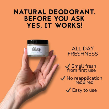 The Natural Deodorant Co, Active Deodorant Balm Orange + Bergamot 55g | Aluminium Free, Plastic Free, Natural Ingredients, Extra Strength Protection