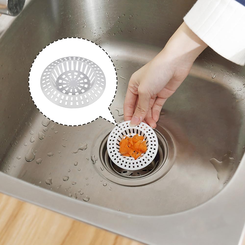 10Pcs Plastic Sink Strainers &amp; Hair Catchers,hair catcher for shower drain, White Bath Plug, Shower Drain Covers for Kitchen &amp; Bathroom