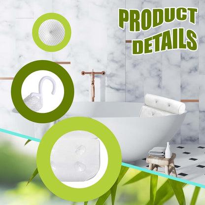 1pc Bath Pillows for Head and Neck, Bath Pillow for Bathtub with 6 Non-slip Suction Cups, Suitable for Soft Bathtub Pillow for Relaxing Baths - White, 35x33x5cm