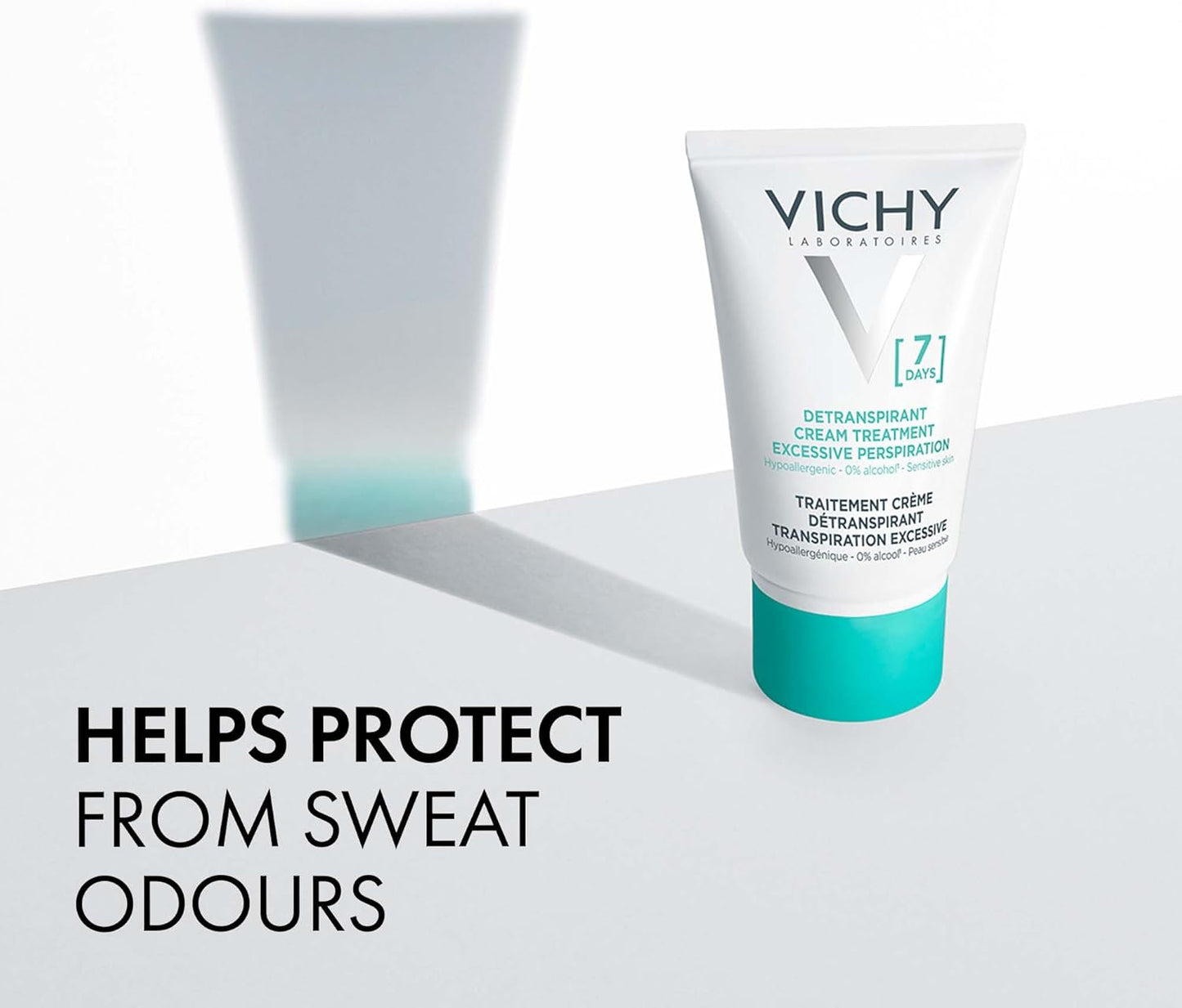 Vichy 7-Day Anti-Perspirant Cream, Long-Lasting Protection for Intense Perspiration and Odor Control, Suitable for Sensitive Skin, Alcohol-Free Targeted Treatment, 30ml