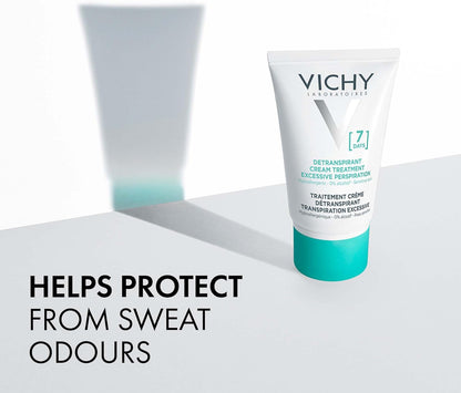 Vichy 7-Day Anti-Perspirant Cream, Long-Lasting Protection for Intense Perspiration and Odor Control, Suitable for Sensitive Skin, Alcohol-Free Targeted Treatment, 30ml