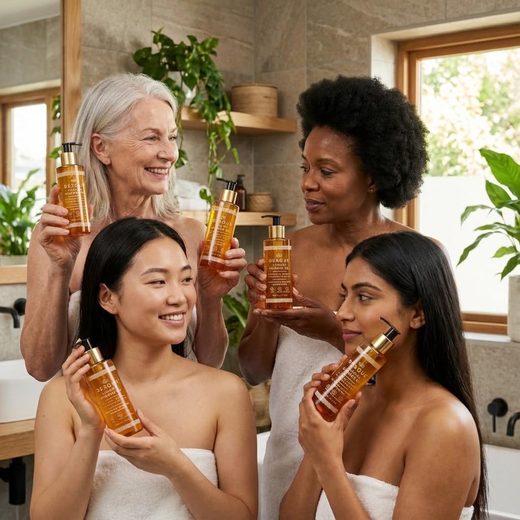 Besque Luxury Shower Oil, Hydrating Body Wash for Women with Sweet Almond, Rosehip &amp; Evening Primrose &amp; Vitamin E, Gentle Cleanser for Sensitive, Dry &amp; Aging Skin, 150 ml - Pack of 1