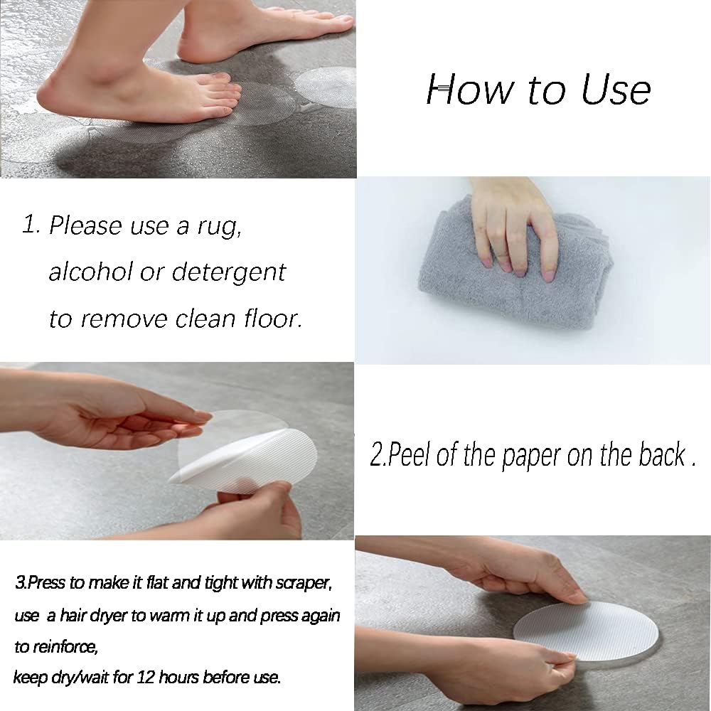 CCLKHY 20 Pcs Non Slip Bathtub Stickers, Round Non Slip Stickers, Shower Stickers, Transparent Self-Adhesive Non-Slip Strips Stickers for Bath Tub, Stairs, Shower Room, Slippery Surfaces
