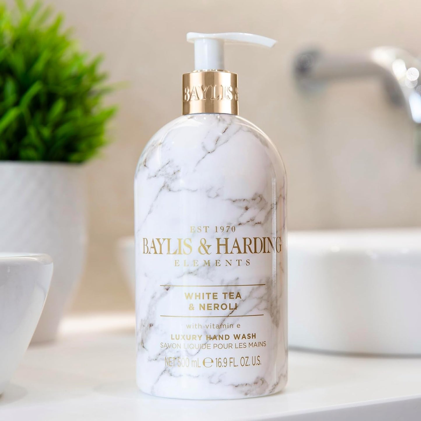 Baylis &amp; Harding Elements White Tea &amp; Neroli Hand Wash, 500 ml (Pack of 3) - Vegan Friendly