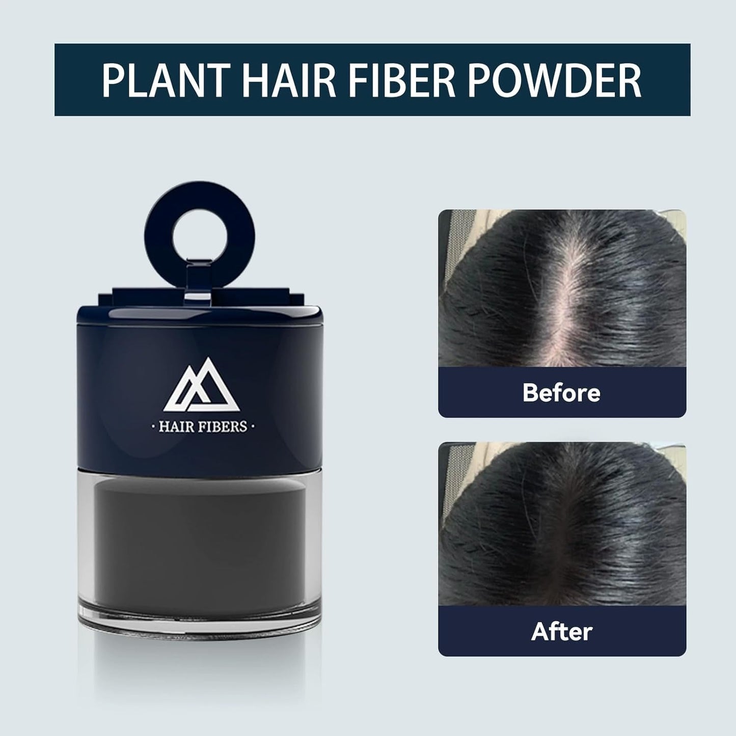 Black Hair Building Fibers - Loss Concealing Powder Spray for Thinning - Solution for Women and Men, 5.2g