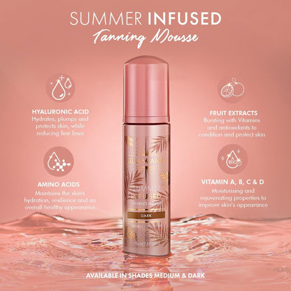 Bellamianta Summer Infused Luxury Tanning Mousse, Hyaluronic Acid and Superfruit Formula, Medium Tone, Vegan &amp; Cruelty-Free, 175ml (Pack of 2)