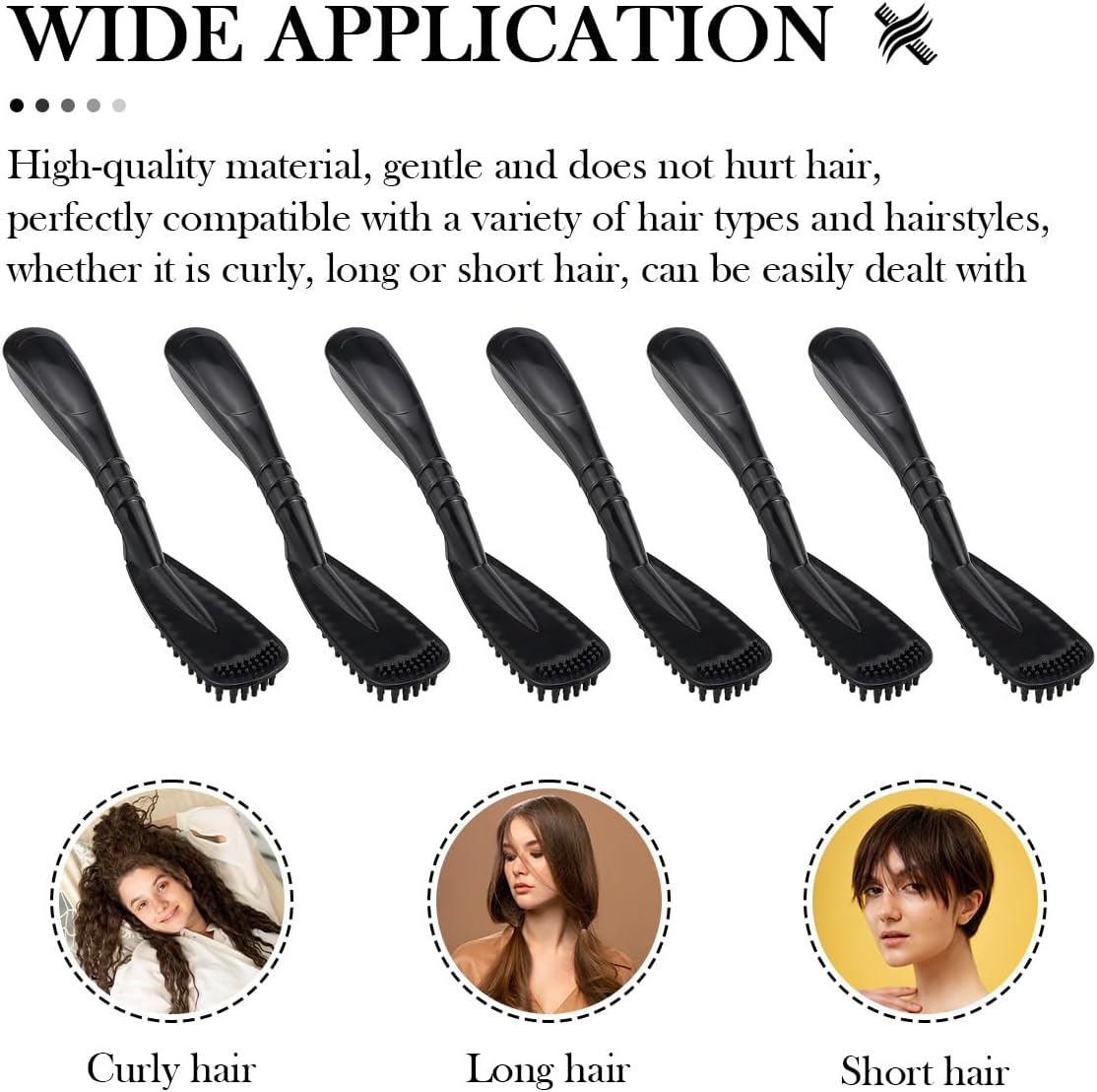 FERCAISH Professional Hair Dye Brushes, 6 Pack, Black, Plastic, Women's Hair Comb, Salon &amp; Home Use, Balayage, Travel-Friendly