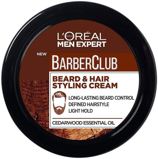 L'Oreal Men Expert Barber Club Beard &amp; Hair Styling Cream, 75ml, Packaging May Vary