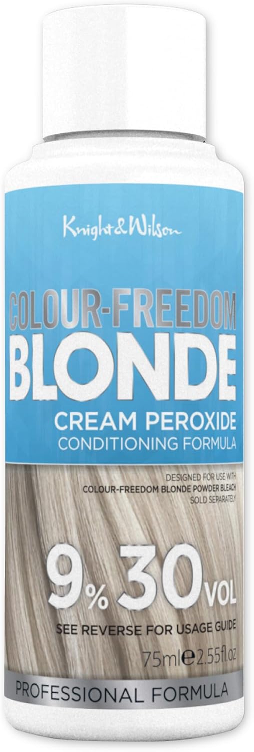Knight &amp; Wilson Colour Freedom Blonde Developer 9% 30 VOL. Permanent lightening high lift Cream Developer For use with Colour Freedom Ultra Lifting Powder Bleach. 75ml