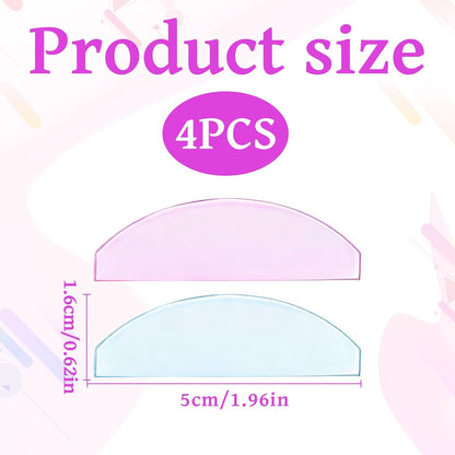 Korean Lash Lift Shields Flat, 4pcs Lashes Lifts Pads, Glueless Lash Lift Shields for Softening Lashes, Ultra-Thin Adhesive Design, Reusable(Light Pink and Blue)