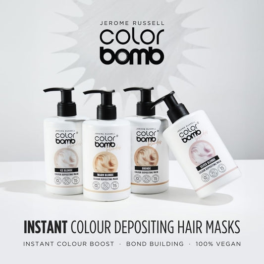 Jerome Russell ICE BLONDE Colour Bomb | Blonde Depositing Hair Mask | Nourishing, Semi-Permanent Colour &amp; Shine Treatment | Vegan &amp; Cruelty-Free | 300ml