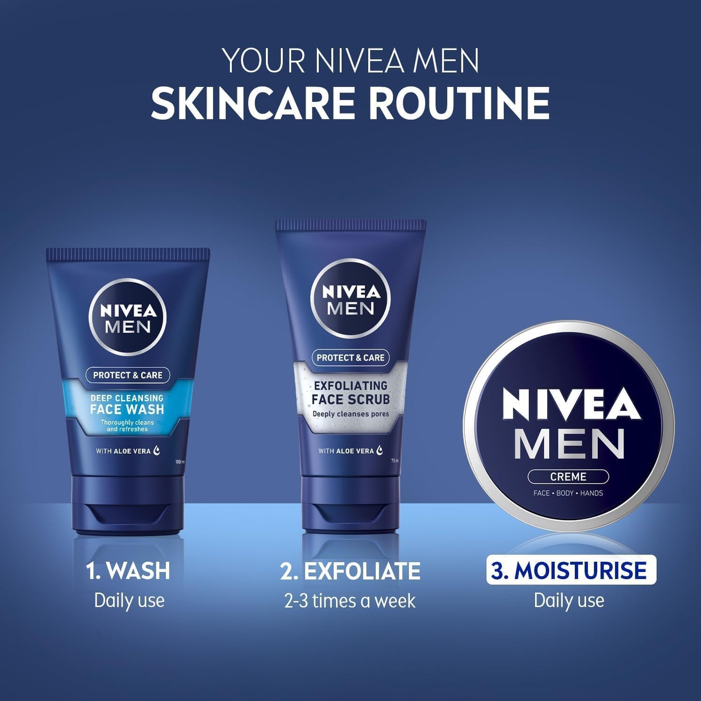 NIVEA MEN - Crème Moisturiser - Face, Hand &amp; Body Cream - Enriched With Aloe Vera &amp; Vitamin E - Cares &amp; Hydrates - Non-Greasy - Absorbs Quickly - All Skin Types - 150 ml