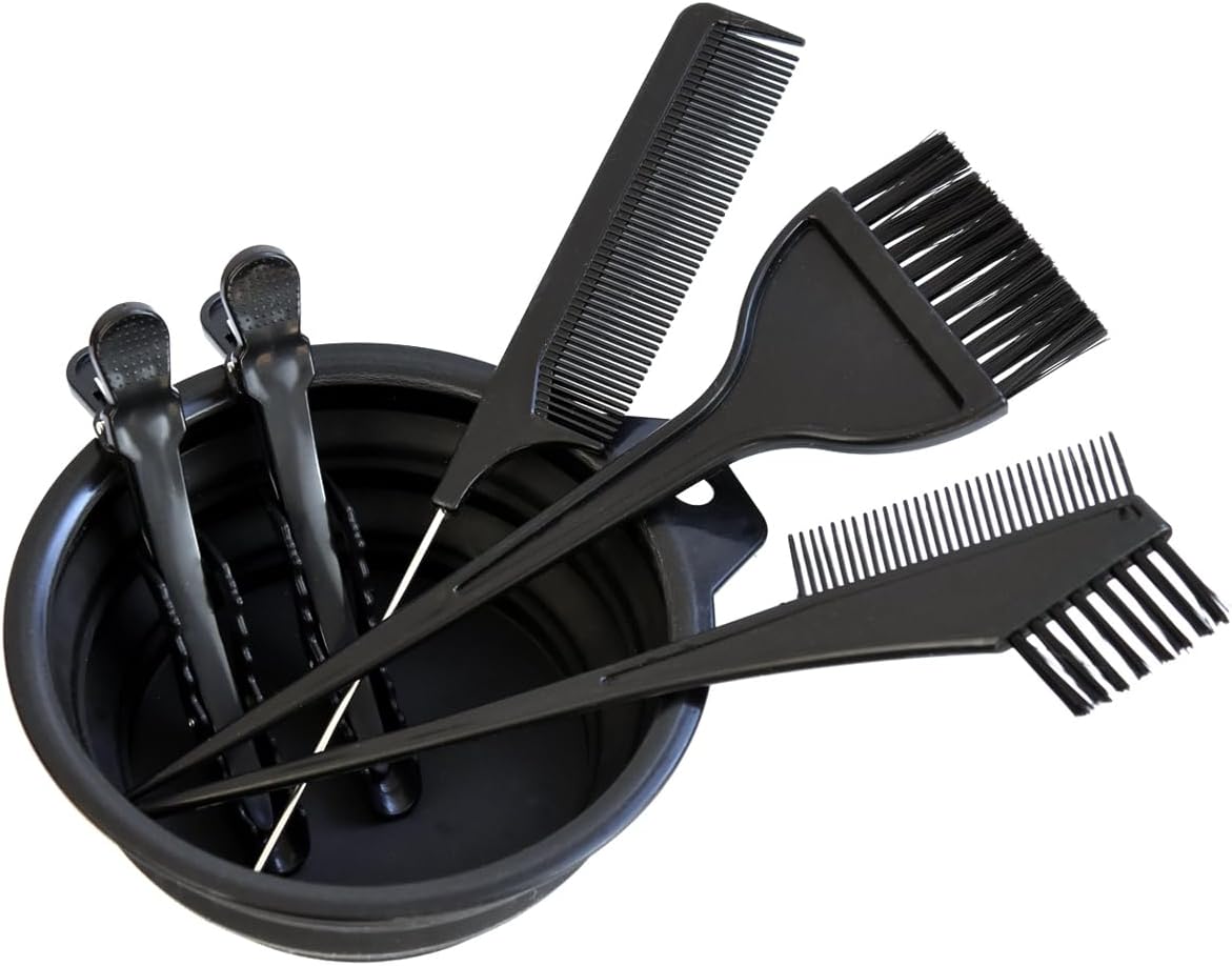 YANTAISIYU 6pcs Hair Dye Set Hair Colouring Tools Tinting Brush Mixing Bowl Double-Sided Coloring Comb Crocodile Hair Clips Pin Tail Comb