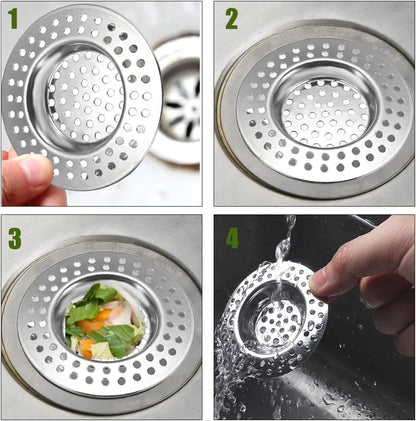 Stainless Steel Sink Filter, 2 Pcs Kitchen Sink Strainer Plug, Anti Clogging Drain Protector, Drainage Filter, Prevent Clogging, for Kitchen Sink (2.95 "/ 7.5 cm)
