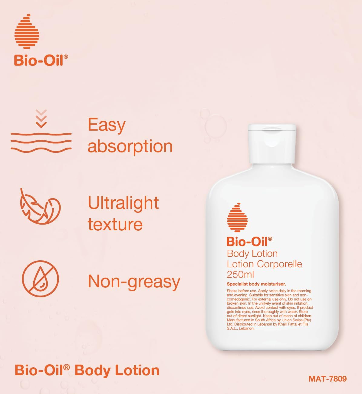 Bio Oil Body Lotion (250ml) - Ultra Light Skin Care Moisturising Lotion For Dry Skin - Non-Greasy Daily Moisturiser With Oil-In-Water Technology - Hydrates &amp; Replenishes Dry Skin