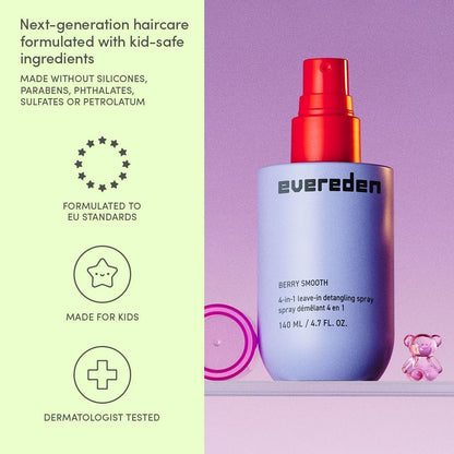 Evereden Kids Hair Detangling Spray: 4-in-1 Leave-In Detangler Spray - Moisturize, Strengthen, Protect, &amp; Easily Tackle Even the Toughest Knots - Clean &amp; Vegan - All Hair Types