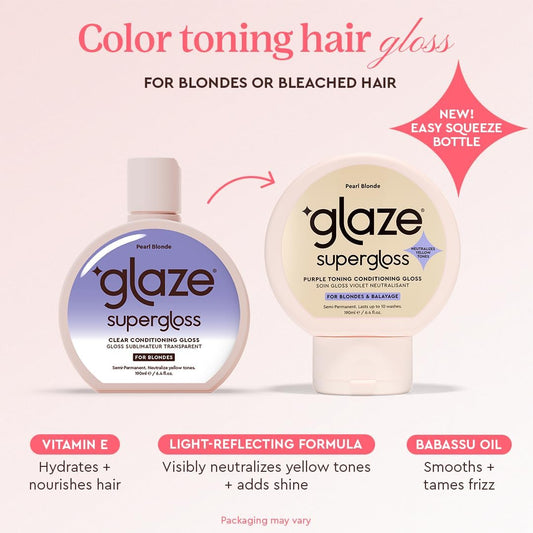Glaze Supergloss Color Conditioning Gloss – Hydrating Semi-Permanent Colour Hair Gloss &amp; Shine Boost – For Light Blonde Hair – 190ml - Pearl Blonde
