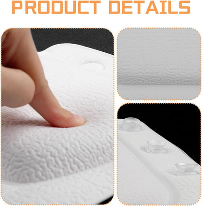 Soft PVC Waterproof Bath Pillow for Tub, Ergonomic Neck &amp; Back Support Cushion with 3 Suction Cups for Home Relaxation (White)