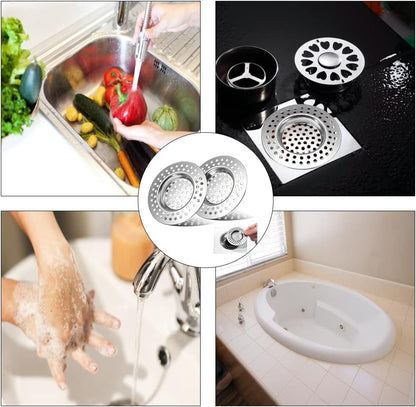 Stainless Steel Sink Filter, 2 Pcs Kitchen Sink Strainer Plug, Anti Clogging Drain Protector, Drainage Filter, Prevent Clogging, for Kitchen Sink (2.95 "/ 7.5 cm)