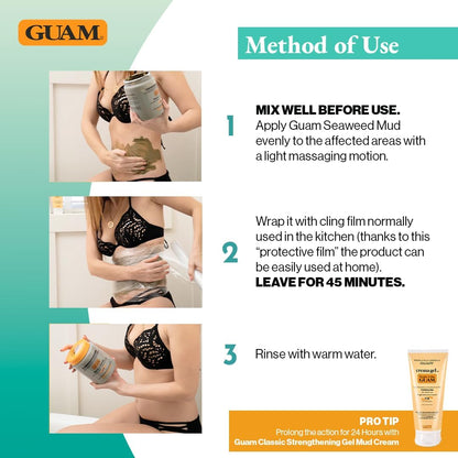 Guam, Guam FIR Belly and Waist Seaweed Mud, for Skin Microcirculation, with the Benefits of Far Infrared Rays, Active Heat on the Skin, Made in Italy, 1 kg Pack