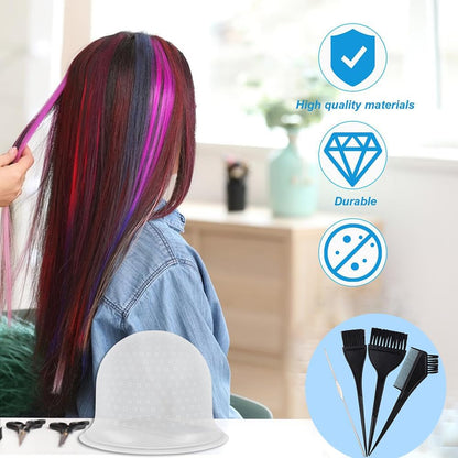Highlight Hair Cap,Silicone Highlighting Cap with Hook Needles Reusable bleach Caps Hair Dye Comb Dyeing Highlight Caps Hook Hairdressing Salon for Long Hair Short Hair