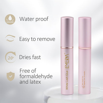 EMEDA Super Strong Hold False Eyelash Glue Professional Latex Free Lash Glue Waterproof Lash G lue Transparent Strip Eyelash Adhesive White and Clear