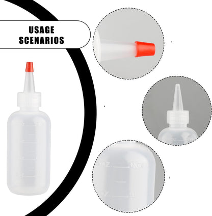 2 Pcs 120ml Reusable Squeeze Applicator Bottles with Nozzles, Leak-Proof Plastic Graduated Bottles for Shampoo, Body Wash, Paint, Glue &amp; Crafts – Portable Dispenser for Hair Care and Travel